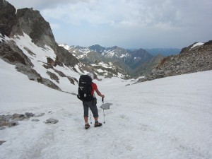 Klaas looking down the valley we'd climbed up, from Col des Gourgs-Blancs