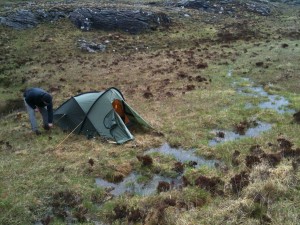 A boggy campsite