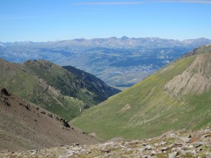 Looking back down the Vallée d'Eyne, with Pic Carlit in the centre of the skyline