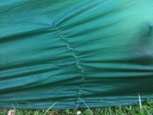 Stitched up: the repair to the side of the tent Stitched up: the repair to the side of the tent