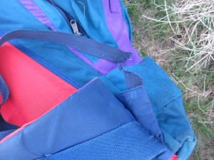 The damaged shoulder strap