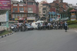 Traffic in Kathmandu on the way from the airport to the Summit Hotel